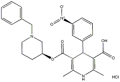 PI-12906 1-(Benzylmethyl)-3-piperidinyl 1,4-dihydro-2,6-dimethyl-4-(3-nitrophenyl)-3,5-pyridinedicarbolate hydrochloride (91599-74-5)