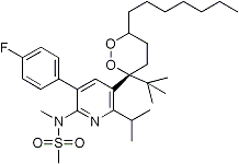 PI-13435 N-(5-((3R)-3-Tert-butyl-6-heptyl-1,2-dioxan-3-yl)-6-(dimethylamino)-3-(4-fluorophenyl)pyridin-2-yl)-N-methylmethanesulfonamide (Not available)