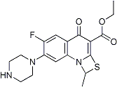 PI-13807 6-Fluoro-1-methyl-4-oxo-7(1-piperazinyl)-4H-(1,3)thiazeto(3,2-a)quinoline-3-carboylic acid ethyl ester (113028-17-4)