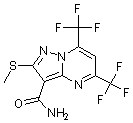 PI-14355 5,7-Bis(trifluoromethyl)-2-(methylthio)pyrazolo[1,5-a]pyrimidine-3-carboxamide (175203-36-8)