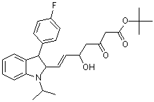 PI-15283 tert-Butyl 7-[3-(4-Fluorophenyl)-1-isopropyl-2,3-dihydroindol-2-yl]-5-hydroxy-3-oxohept-6-enoate (Not available)