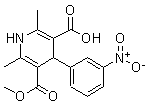 PI-32553 5-Methoxycarbonyl-2,6-dimethyl-4-(3-nitrophenyl)-1,4-dihydropyridine-3-carboxylic acid (74936-72-4)
