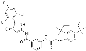 PI-32841 1-(2,4,6-Trichlorophenyl)-3-[3-(2,4-di-t-pentylphenoxy-acetamido)benzamido]-5-pyrazolone (31188-91-7)