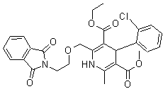PI-32909 3-Ethyl-5-methyl-4-(2-chlorophenyl)-2-((2-(1,3-dioxoisoindolin-2-yl)ethoxy)methyl)-6-methyl-1,4-dihydropyridine-3,5-dicarboxylate (88150-62-3)