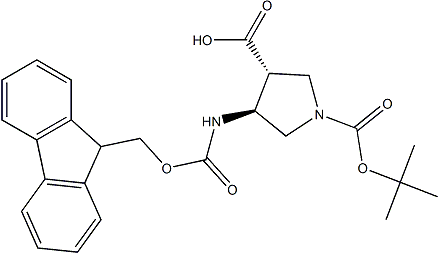 PI-36298 (3R,4S)-4-[[(9H-fluoren-9-ylmethoxy)carbonyl]amino]-1,3-pyrrolidinedicarboxylic acid 1-(1,1-dimethylethyl)ester  (267230-44-4)