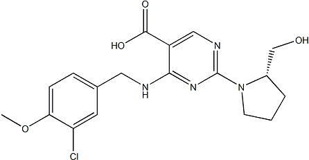 PI-37605 (S)-4-((3-Chloro-4-methoxybenzyl)amino)-2-(2-(hydroxymethyl)pyrrolidin-1-yl)pyrimidine-5-carboxylic acid (330785-84-7)