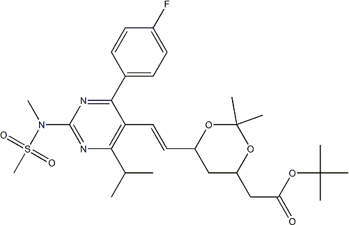 PI-37720 tert-Butyl 2-((4R,6S)-6-((E)-2-(4-(4-fluorophenyl)-6-isopropyl-2-(N-methylmethylsulfonamido)pyrimidin-5-yl)vinyl)-2,2-dimethyl-1,3-dioxan-4-yl)acetate (289042-12-2)