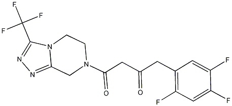 PI-37771 1-(3-(Trifluoromethyl)-5,6-dihydro-[1,2,4]triazolo[4,3-a]pyrazin-7(8H)-yl)-4-(2,4,5-trifluorophenyl)butane-1,3-dione (764667-65-4)