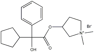 PI-37824 1-methyl-3-pyrrolidyl α-cyclopentylmandelate methobromide (596-51-0)