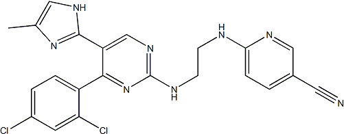 PI-38741 6-[2-[4-(2,4-Dichlorophenyl)-5-(4-methyl-1H-imidazol-2-yl)pyrimidin-2-ylamino]ethylamino]pyridine-3-carbonitrile (252917-06-9)