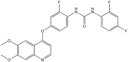 PI-38772 N-(2,4-difluorophenyl)-N'-(4-((6,7-dimethoxy-4-quinolyl)oxy)-2-fluorophenyl)urea (228559-41-9)
