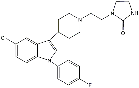 PI-38814 1-(2-{4-[5-chloro-1-(4-fluorophenyl)-1H-indol-3-yl]-1-piperidinyl}ethyl)-2-imidazolidinone (106516-24-9)