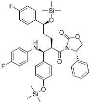 PI-42308 (S)-3-((2R,5S)-5-(4-Fluorophenyl)-2-((S)-((4-fluorophenyl)amino)(4-((trimethylsilyl)oxy)phenyl)methyl)-5-((trimethylsilyl)oxy)pentanoyl)-4-phenyloxazolidin-2-one (272778-12-8)