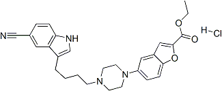 PI-42439 5-[4-[4-(5-Cyano-1H-indol-3-yl)butyl]-1-piperazinyl]-2-benzofurancarboxylic acid ethyl ester hydrochloride (163521-09-3)