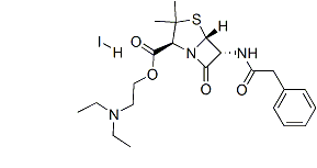 PI-43056 (2S,5R,6R)-2-(Diethylamino)ethyl 3,3-dimethyl-7-oxo-6-(2-phenylacetamido)-4-thia-1-azabicyclo[3.2.0]heptane-2-carboxylate hydroiodide (808-71-9)