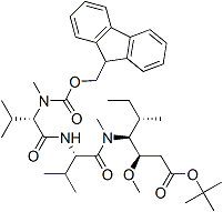 PI-43102 tert-butyl (3R,4S,5S)-4-[[(2S)-2-[[(2S)-2-[9H-fluoren-9-ylmethoxycarbonyl(methyl)amino]-3-methylbutanoyl]amino]-3-methylbutanoyl]-methylamino]-3-methoxy-5-methylheptanoate (474645-25-5)
