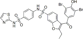 PI-44010 3-(3,5-Dibromo-4-hydroxybenzoyl)-2-ethyl-N-[4-[(2-thiazolylamino)sulfonyl]phenyl]-6-benzofuransulfonamide (765317-72-4)