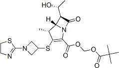 PI-44479 (1R,5S,6S)-6-[1(R)-Hydroxyethyl]-1-methyl-2-[1-(2-thiazolin-2-yl)azetidin-3-ylsulfanyl]-1-carba-2-penem-3-carboxylic acid pivaloyloxymethyl ester (161715-24-8)