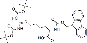 PI-44484 N6-[Bis[[(1,1-dimethylethoxy)carbonyl]amino]methylene]-N2-[(9H-fluoren-9-ylmethoxy)carbonyl]-L-lysine (158478-81-0)