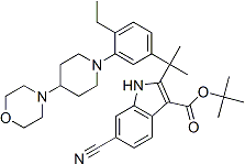 PI-44510 6-Cyano-2-[1-[4-ethyl-3-[4-(4-morpholinyl)-1-piperidinyl]phenyl]-1-methylethyl]-1H-indole-3-carboxylic acid 1,1-dimethylethyl ester (1256698-41-5)