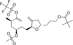 PI-44698 Propanoic acid, 2,2-dimethyl-, 3-[(2S,5S)-tetrahydro-4-methylene-5-[(3R,5R)-5-methyl-3-[(methylsulfonyl)oxy]-6-[[(trifluoromethyl)sulfonyl]oxy]-6-hepten-1-yl]-2-furanyl]propyl ester (871357-66-3)