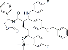 PI-45858 (4S)-3-[(2R,5S)-2-[(S)-(4-fluoroanilino)-(4-phenylmethoxyphenyl)methyl]-5-(4-fluorophenyl)-5-trimethylsilyloxypentanoyl]-4-phenyl-1,3-oxazolidin-2-one (1197343-07-9)
