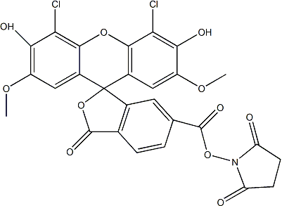 PI-46370 6-Carboxy-4',5'-dichloro-2',7'-dimethoxyfluorescein N-hydroxysuccinimide ester
 (113394-23-3)