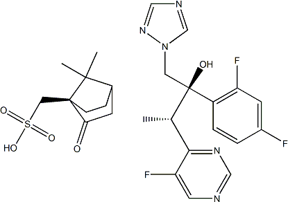 PI-46417 (2R,3S)-2-(2,4-Difluorophenyl)-3-(5-fluoropyrimidin-4-yl)-1-(1,2,4-triazol-1-yl)butan-2-ol;[(1R)-7,7-dimethyl-2-oxo-1-bicyclo[2.2.1]heptanyl]methanesulfonic acid (137234-71-0)