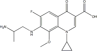 PI-49795 7-((2-Aminopropyl)amino)-1-cyclopropyl-6-fluoro-8-methoxy-4-oxo-1,4-dihydroquinoline-3-carboxylic acid (172426-87-8)