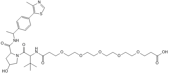 PI-51899 3-[2-[2-[2-[2-[3-[[(1S)-1-[(2S,4R)-4-hydroxy-2-[[(1S)-1-[4-(4-methylthiazol-5-yl)phenyl]ethyl]carbamoyl]pyrrolidine-1-carbonyl]-2,2-dimethyl-propyl]amino]-3-oxo-propoxy]ethoxy]ethoxy]ethoxy]ethoxy]pro (2416133-83-8)