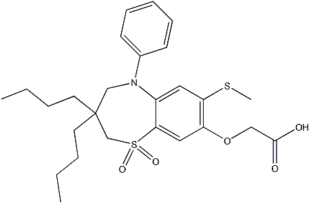 PI-52393 2-((3,3-Dibutyl-7-(methylthio)-1,1-dioxido-5-phenyl-2,3,4,5-tetrahydrobenzo[b][1,4]thiazepin-8-yl)oxy)acetic acid (439088-13-8)