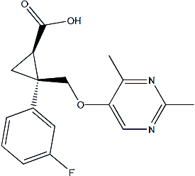 PI-52410 (1R,2S)-2-(((2,4-dimethylpyrimidin-5-yl)oxy)methyl)-2-(3-fluorophenyl)cyclopropanecarboxylic acid (1369769-35-6)
