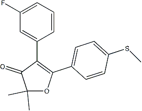 PI-52418 4-(3-Fluorophenyl)-2,2-dimethyl-5-(4-(methylthio)phenyl)furan-3(2H)-one (301693-50-5)