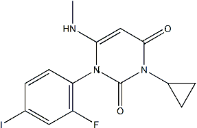 PI-52467 3-Cyclopropyl-1-(2-fluoro-4-iodophenyl)-6-(methylamino)pyrimidine-2,4(1H,3H)-dione (871700-22-0)